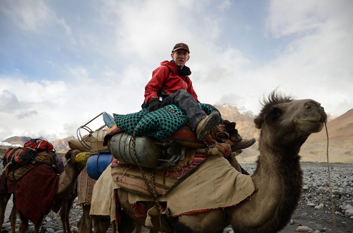 23 Jerome Ryan Riding A Camel To Cross The Shaksgam River Trekking Between Kulquin Bulak Camp In Shaksgam Valley And Gasherbrum North Base Camp In China 